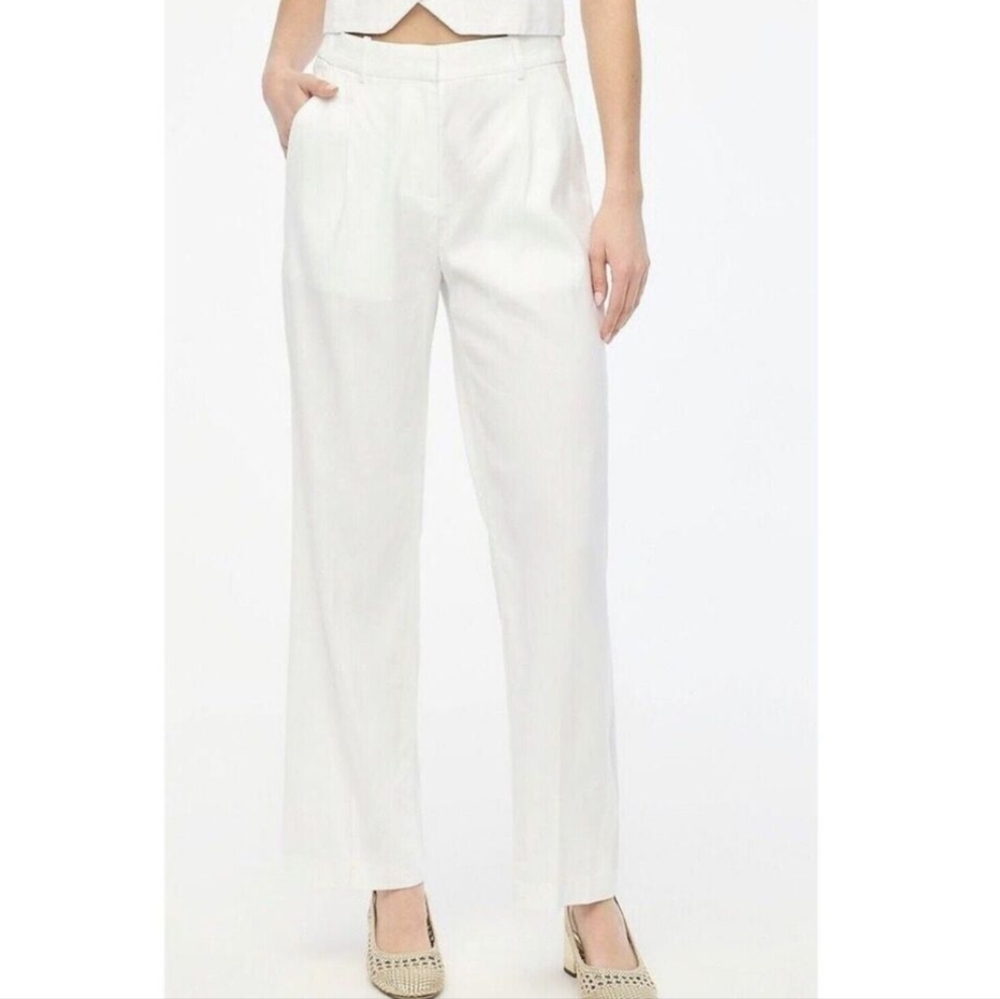 J. Crew White Straight-Leg Trousers